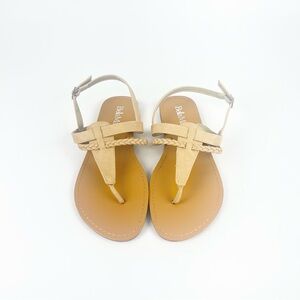 Beige Braided Thong Sandals